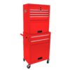 6 Drawer Lockable Tool Cabinet On Wheels Steel Rolling Tool Chest With Detachable Toolbox, 2 In 1 Garage Workshop Storage Organizer With 4 Universal Casters - Red - Image 11