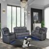 Raize - 3 Piece Power Living Room Set With Storage Console And Cup Holders - Gray - Image 2