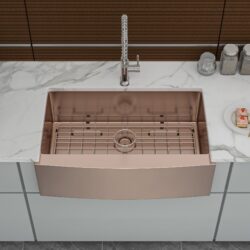 Farmhouse Sink Stainless Steel 16 Gauge Apron Front Kitchen Sink - Rose Gold