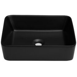 Modern Ceramic Rectangular Vessel Bathroom Sink, Stylish And Easy To Maintain - Black