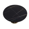 Modern Artificial Stone Round Metal Iron Base Dining Table, Can Accommodate 8 People, (Not Including Chairs) - Black - Image 5