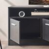 Holland - Contemporary TV Stand With 3 Soft Closing Doors - Dark Gray - Image 6