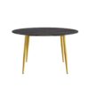 Modern Artificial Stone Round Dining Table With Golden Metal Legs, Can Accommodate 6 People - Black - Image 7