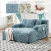 Chenille Interior Lazy Sofa Chaise Lounge Armchair With 3 Pillows And Armrests - Mint Blue - Image 4