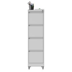 4 Drawer Metal Locking Vertical File Cabinet With Wheels Heavy Duty Lockable Storage For Home & Office - Brushed Nickel
