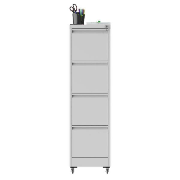 4 Drawer Metal Locking Vertical File Cabinet With Wheels Heavy Duty Lockable Storage For Home & Office - Brushed Nickel