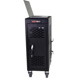 16 Bay Mobile School Charging Cart Station For Chromebook, Tablet And Laptop Computer With Power Strip Included - Black