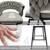 28" Bar Chair Linen Woven Bar Stool (Set of 2) Upholstered With Legs, 360 Swivel, Counter Arm Chairs With Back Footrest - Gray - Image 17