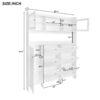 Multifunctional Tipping Bucket Shoe Cabinet With Storage Shelf & 6 Flip Drawers, Large Hall Tree With Tempered Glass Doors, Foyer Cabinet With 4 Hooks For Hallway - White - Image 3