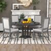 Farmhouse 5 Piece Dining Set With Extendable Round Table And Upholstered Chairs - Black - Image 5