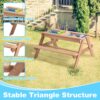 3-In-1 Kids Outdoor Wooden Picnic Table With Umbrella, Convertible Sand & Water, ASTM & CPSIA Certification - Natural Wood - Image 5