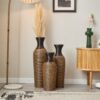 3 Piece Set Of Decorative Floor Vases, Classic And Neat Floor Vases With High Independent Flower Racks, Artificial Vine Vases, Home Decoration Flower Racks - Beige / Black - Image 21