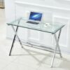 Transparent Glass Computer Desk With Rounded Edges, Tempered Glass Laptop Table - Clear - Image 2