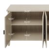 4 Door Sideboard, Carved Sideboard Buffet Cabinet With Storage, Modern Coffee Bar Cabinet With Adjustable Shelf For Living Room, Dining Room, Kitchen - Natural - Image 5