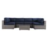 6 Person Outdoor Sofa Set With Premium Cushions, All Weather Wicker - Dark Blue / Gray Mix - Image 6