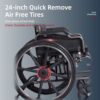 Lightweight Wheelchair Foldable Manual Transport Chair With Double Brakes 300 Lbs Capacity & 24" Tires Safe Durable All Terrain Wheelchair For & Disabled - Dark Gray - Image 7