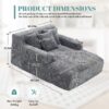 Chenille Interior Lazy Sofa Chaise Longue Armchair With 3 Pillows And Armrests - Gray - Image 3