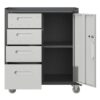 Sturdy Metal Tool Storage Cabinet With Wheels Durable Garage, Office & Home Organizer Steel - White - Image 12