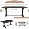 Farmhouse 6 Piece Dining Table Set With Rectangular Wood Table, 4 Upholstered Chairs, Bench - Espresso - Image 6
