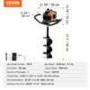 Vevor Gas Post Hole Digger 52Cc 1450W With 8 Drill Bits & Extension Rod Aluminium Alloy - Black - Image 10