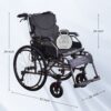 Premium Nursing Folding Wheelchair Frame Double Brakes Adjustable Seat Belt & Breathable Cushion Safe Comfortable Ride With Anti Backflip & Stability Features - Black / Gray - Image 3