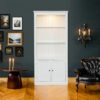 Retro Style Display Bookcase With Adjustable LED Ceiling Light And Tempered Glass Shelves - White - Image 6