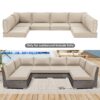 Outdoor Deep Seat Cushion Set For Patio Furniture, Polyester Replacement Pads - Beige - Image 2