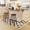 Kitchen Island Cart With Foldable Tabletop & Drop Leaf Mobile Breakfast Bar With Wood Top And Storage - White / Walnut - Image 14