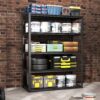 Industrial Metal 5 Tier Storage Shelves, Adjustable Heavy Duty Garage Shelving Unit - Brushed Nickel - Image 2