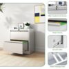 Premium 2 Drawer Metal Lateral File Cabinet With Lock, Steel Filing Cabinet For Home Office - White - Image 7