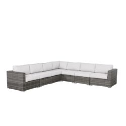 Luxurious Weather Resistant Wicker Patio Sectional - Gray Mix