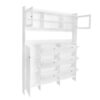 Multifunctional Tipping Bucket Shoe Cabinet With Storage Shelf & 6 Flip Drawers, Large Hall Tree With Tempered Glass Doors, Foyer Cabinet With 4 Hooks For Hallway - White - Image 13