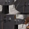 Modern Artificial Stone Round Carbon Steel Base Dining Table, Can Accommodate 6 People - Black - Image 3