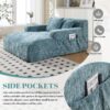 Chenille Interior Lazy Sofa Chaise Lounge Armchair With 3 Pillows And Armrests - Mint Blue - Image 6