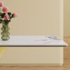 Modern Rectangular Dining Table For 6 - 8, Plated Hourglass Base, Sintered Stone Top - Gold / White - Image 5