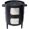 Heavy Duty Round Bbq Grill 17" Steel Charcoal Smoker For Outdoor Cooking - Black - Image 7