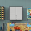 Metal Wall Mounted Tool Storage Cabinet With Locking Door, Adjustable Shelf, Metal - Silver - Image 2