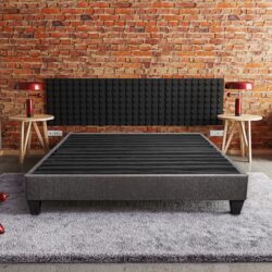 14" Full Size Upholstered Platform Bed Base, Mattress Foundation - Dark Gray