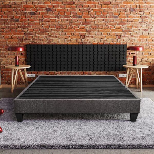 14" Full Size Upholstered Platform Bed Base, Mattress Foundation - Dark Gray