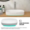 Modern Semi Recessed Ceramic Bathroom Sink With Vessel Design - White - Image 7