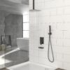 12" Ceiling Mount Shower System With Waterfall Tub Spout And Rough In Valve - Matte Black - Image 2
