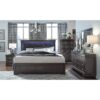 Shaker - Full 5 Pieces Bedroom Set With Crystal Inspired Tufted Headboard And LED Lighting - Gray - Image 2