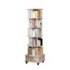 6 Tier Rotating Bookshelf With Wheels And Drawer, 360° Spinning Design, Space Saving Storage, For Home And Office - White - Image 11