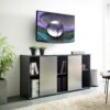 Metro - Contemporary TV Stand With 2 Shelves And Sliding Doors - Silver - Image 2