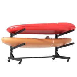 Heavy Duty Freestanding Kayak Storage Rack With Adjustable Stand And Lockable Wheels, Metal - White