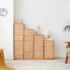 Free-Standing Corner Storage Cabinet For Living Room, Four Drawers - Solid Oak - Image 6
