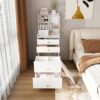 3 In 1 Dressing Table With LED Mirror & Storage Stool, Compact Makeup Vanity - White - Image 2