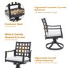 5 Pieces Outdoor Patio Dining Set, Rectangular Table & 4 Swivel Rock Dining Chairs With Sunbrella Cushion - Ember Black - Image 7