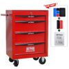 Rolling Metal Tool Chest With 4 Drawers, 20" Steel Storage Cabinet With Ball Bearing Slides - Red / Black - Image 5