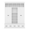 Hall Tree With Bench And 5 Storage Cubbies, Modern Entryway Storage Organizer Cabinet With 4 Doors, 5 Drawers And Adjustable Shelves For Hallway, Entryway, Living Room - White - Image 10